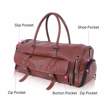 BROBROWN - GENUINE LEATHER DUFFLE BAG