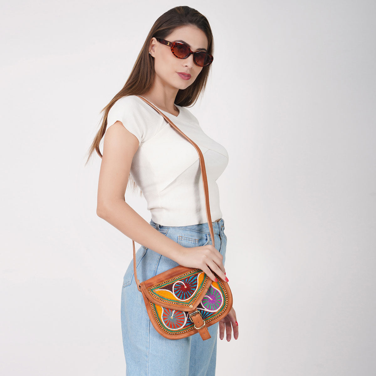 EnbroSide- Leather Sling Bag