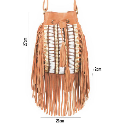 TribalBead - Leather Sling Bag with fringes