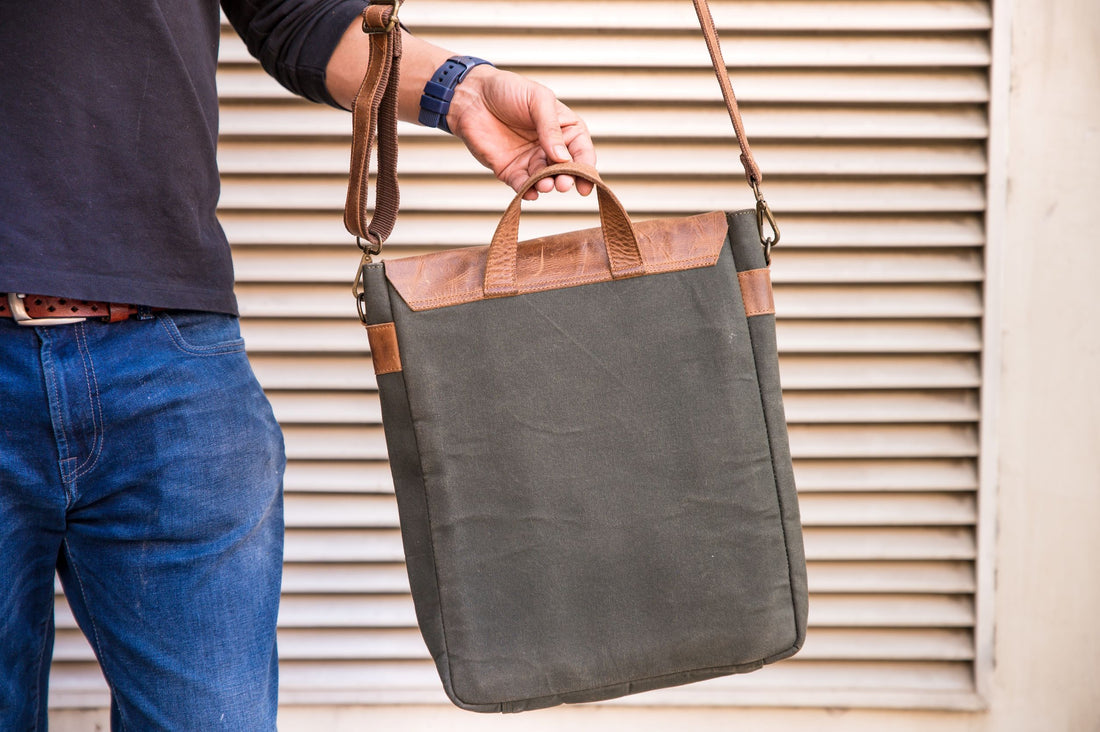 MessengerBag- Waxed Canvas and Leather Messenger Bag